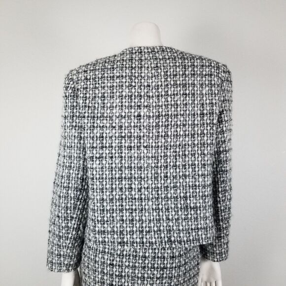 Lord & Taylor 80s/90s VTG Black White Tweed Mohair Wool Blend Skirt Suit Size 6 - Picture 5 of 15